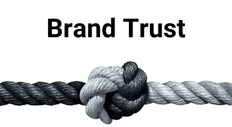 Brand Trust a photo of a black and white rope with a knot in the middle and the words "build trust" at the top