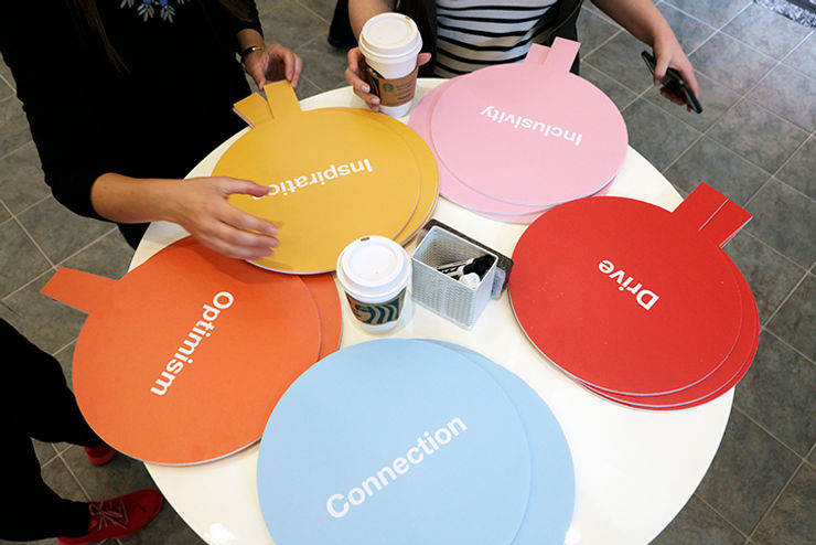 photo of Target Accelerator cohort founder meeting and making signs to Driving Retail Success