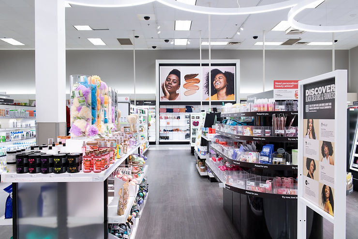 photo of Target North American storephoto of retail beauty aisle of Emerging brands at Target