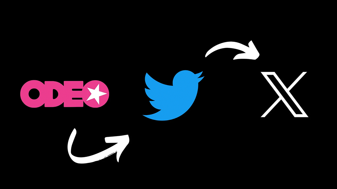 odeo, twitter and x logos