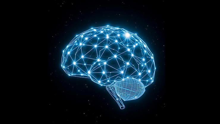 Benefits of AI in Business image of AI brain in space