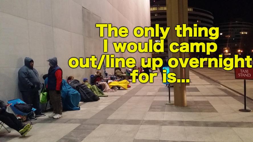 photo of people waiting outside for store to open
